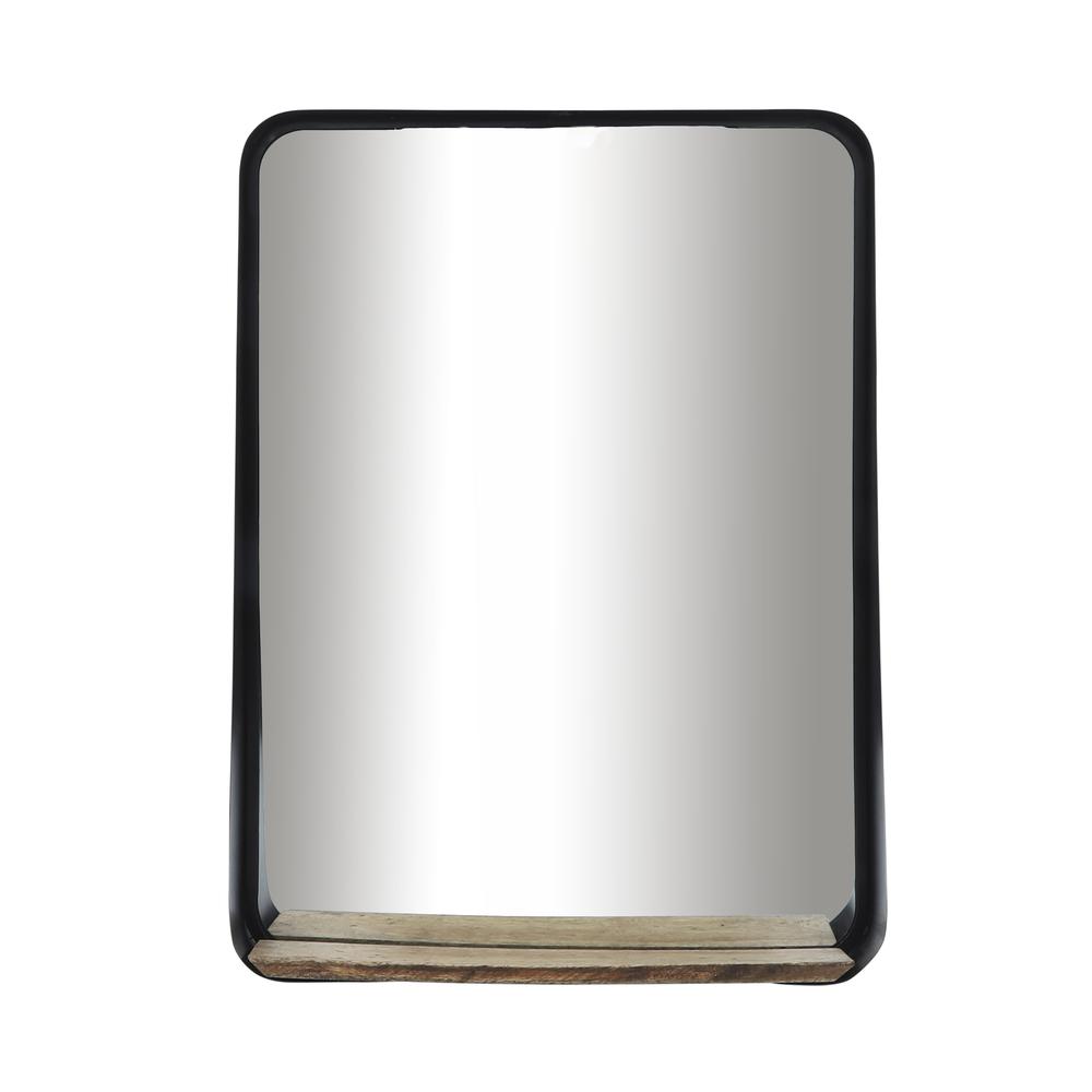 Metal, 22x30 Mirror W/ Shelf, Black/brown. Picture 1