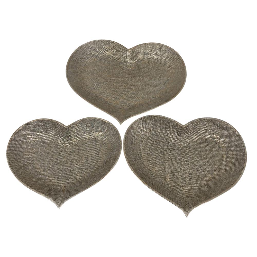 Cer, S/3 12/13/15" Scratched Heart Plates, Champgn. Picture 1
