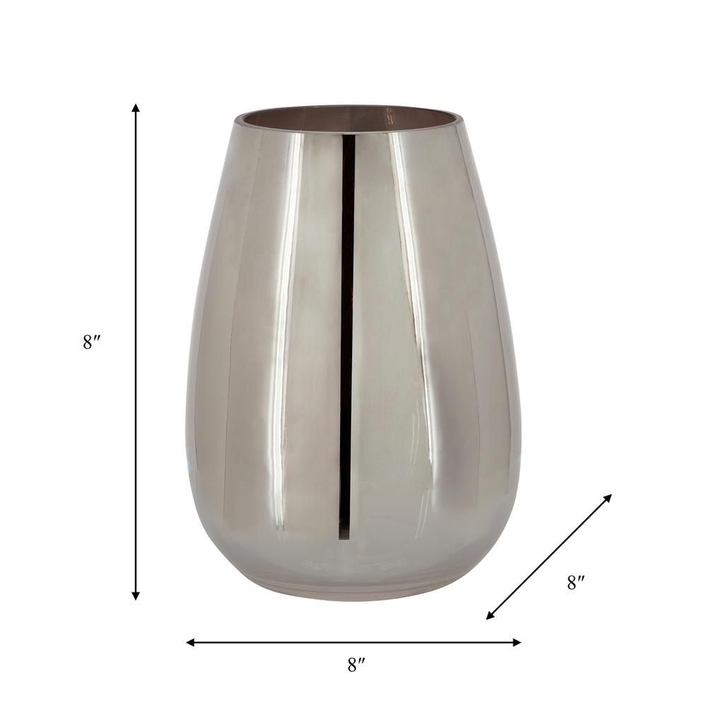 Glass 8"h Metallic Vase, Silver. Picture 3
