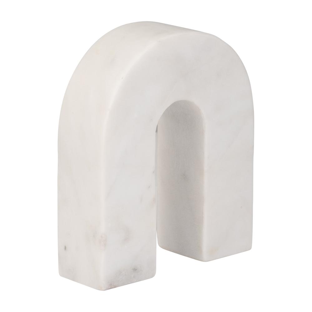 Marble, 6"h Horseshoe Tabletop Deco, White. Picture 2