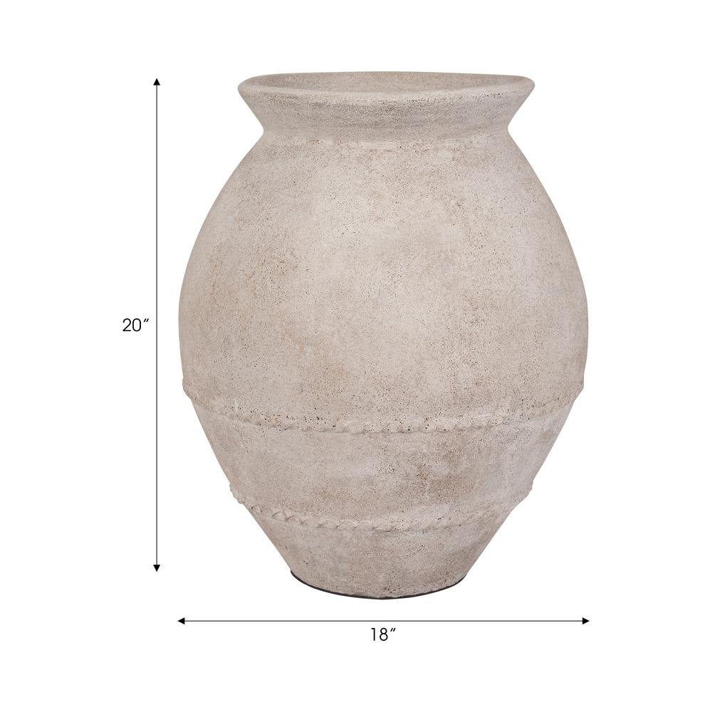 Terracotta, 20" Traditional Jug Vase, Ivory. Picture 7