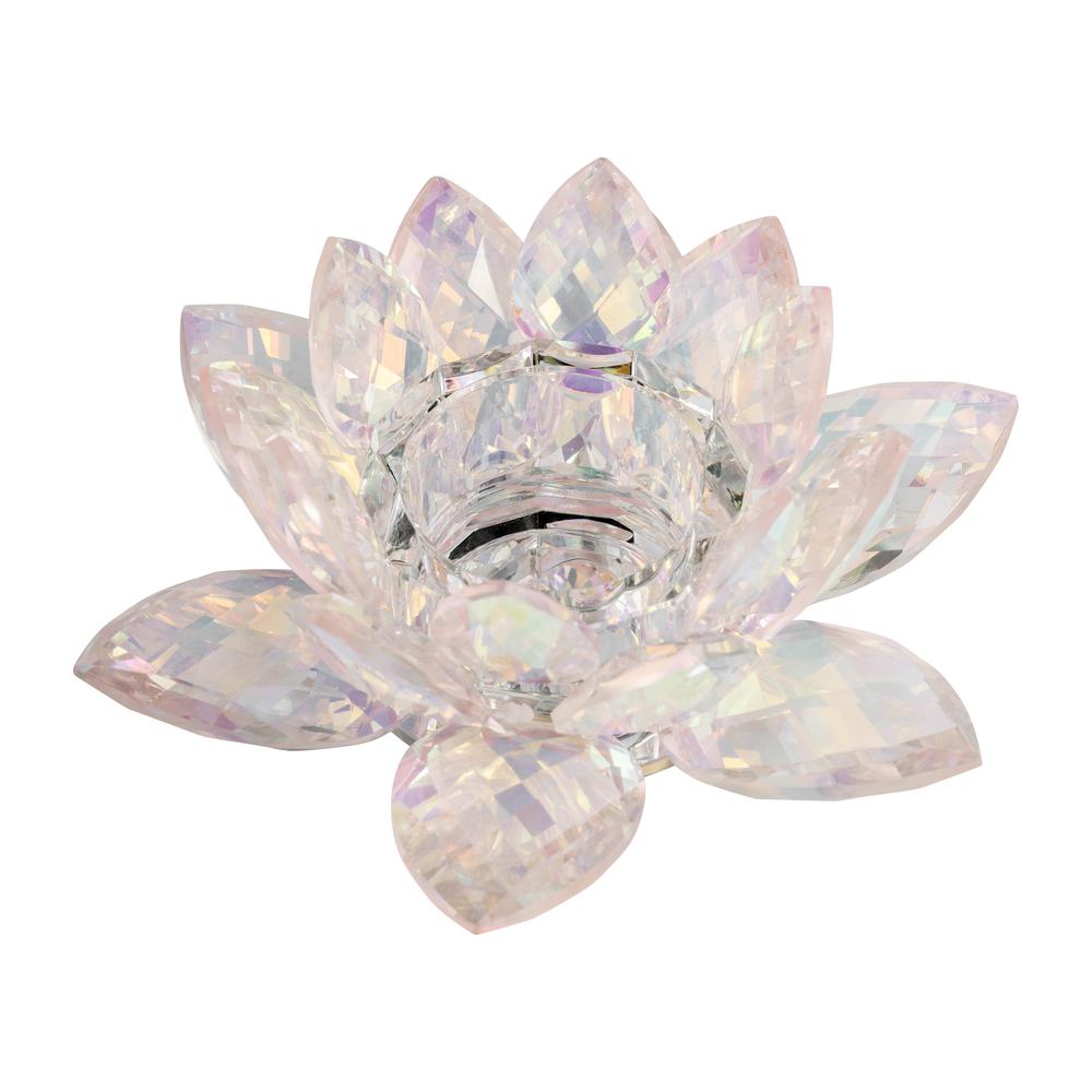 Blush Crystal Lotus Votive Holder 8.25". Picture 2