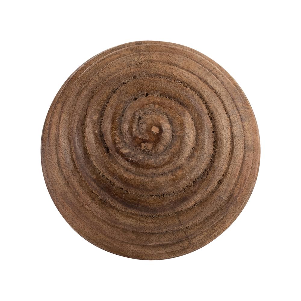 4" Wooden Orb W/ Ridges, Natural. Picture 3