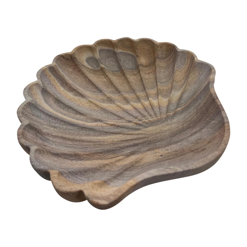 Stone, 12" Shell Decorative Plate, Natural. Picture 1