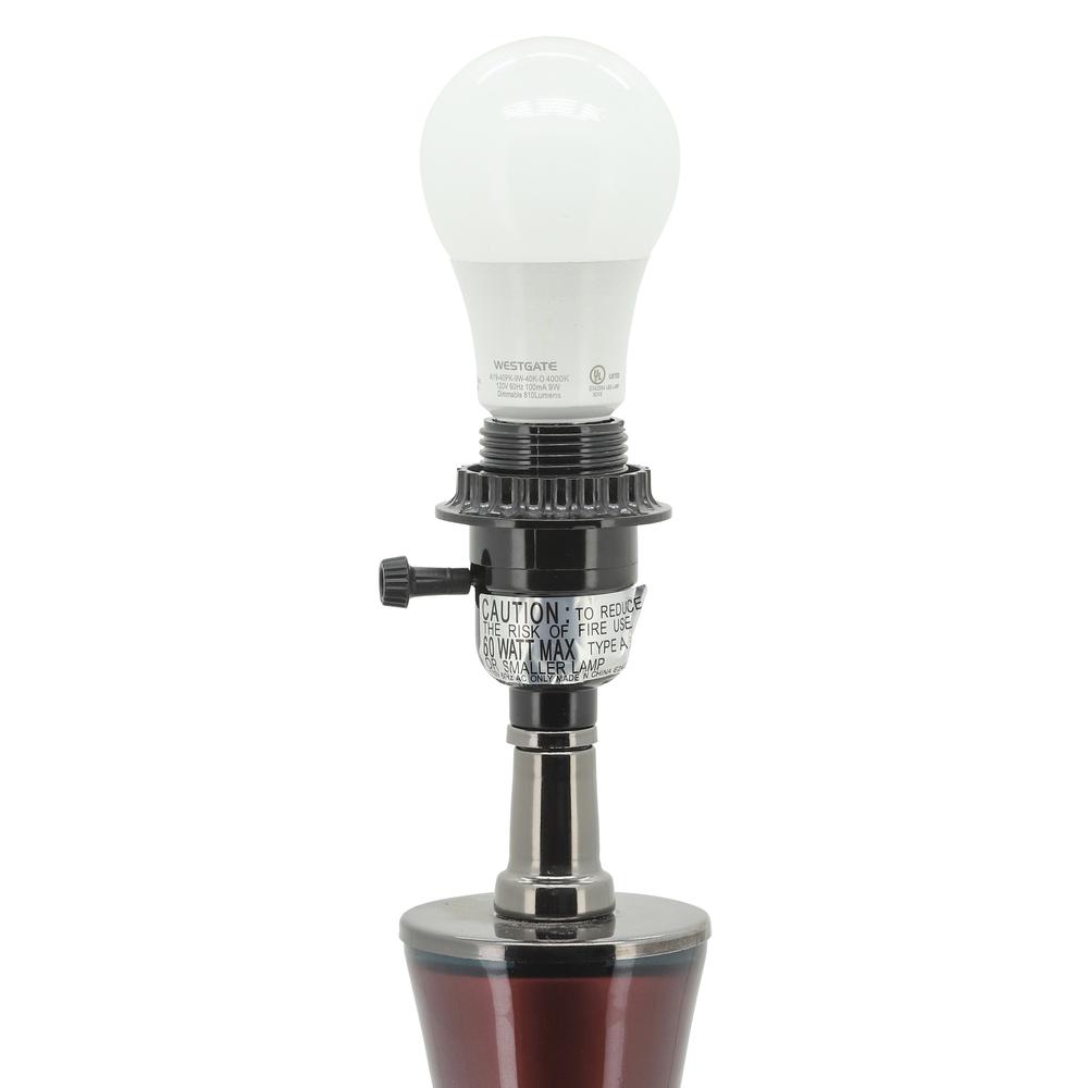 Glass 31" Genie Bottle Table Lamp, Burgundy. Picture 6