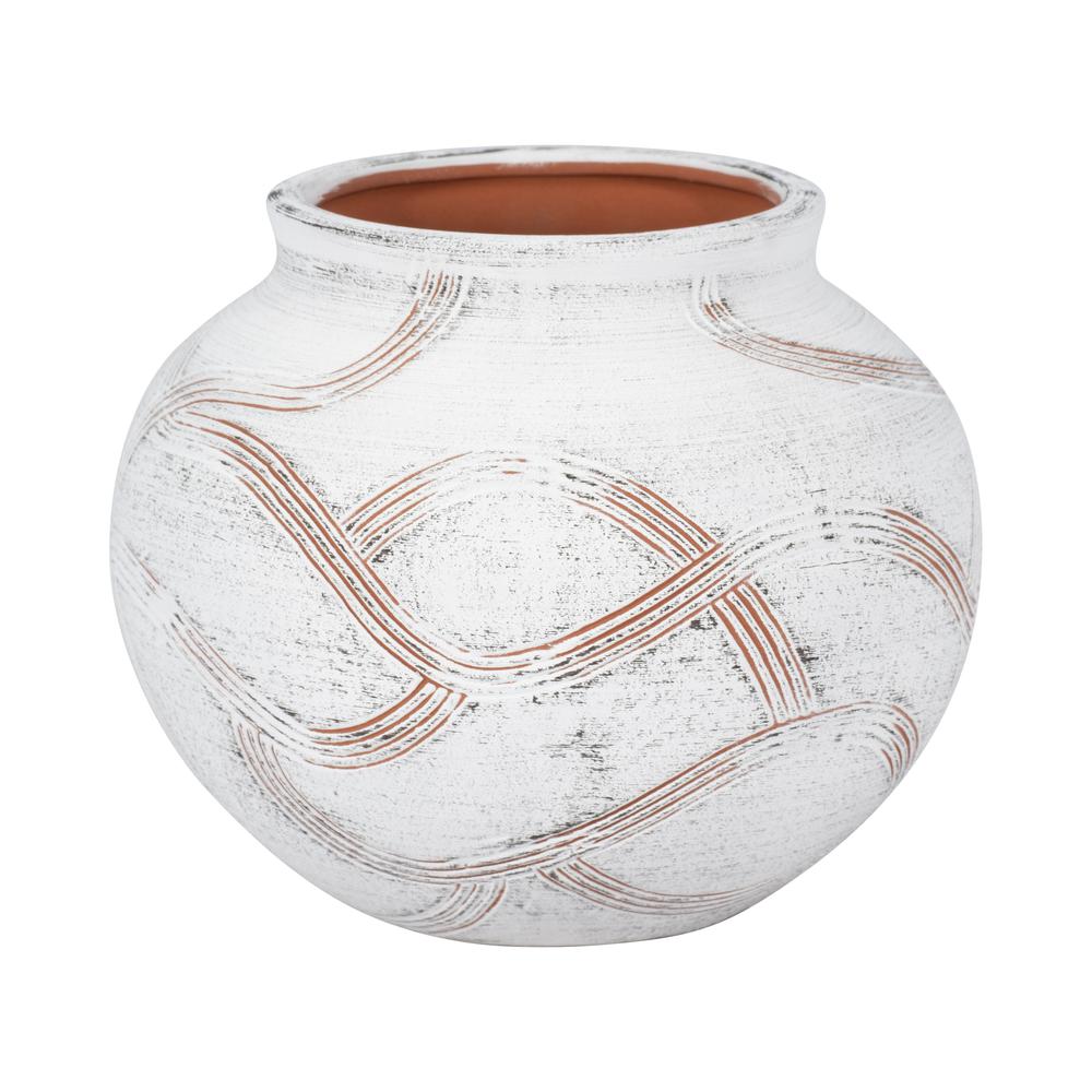 Cer, 7" Round Global Vase, White. Picture 2