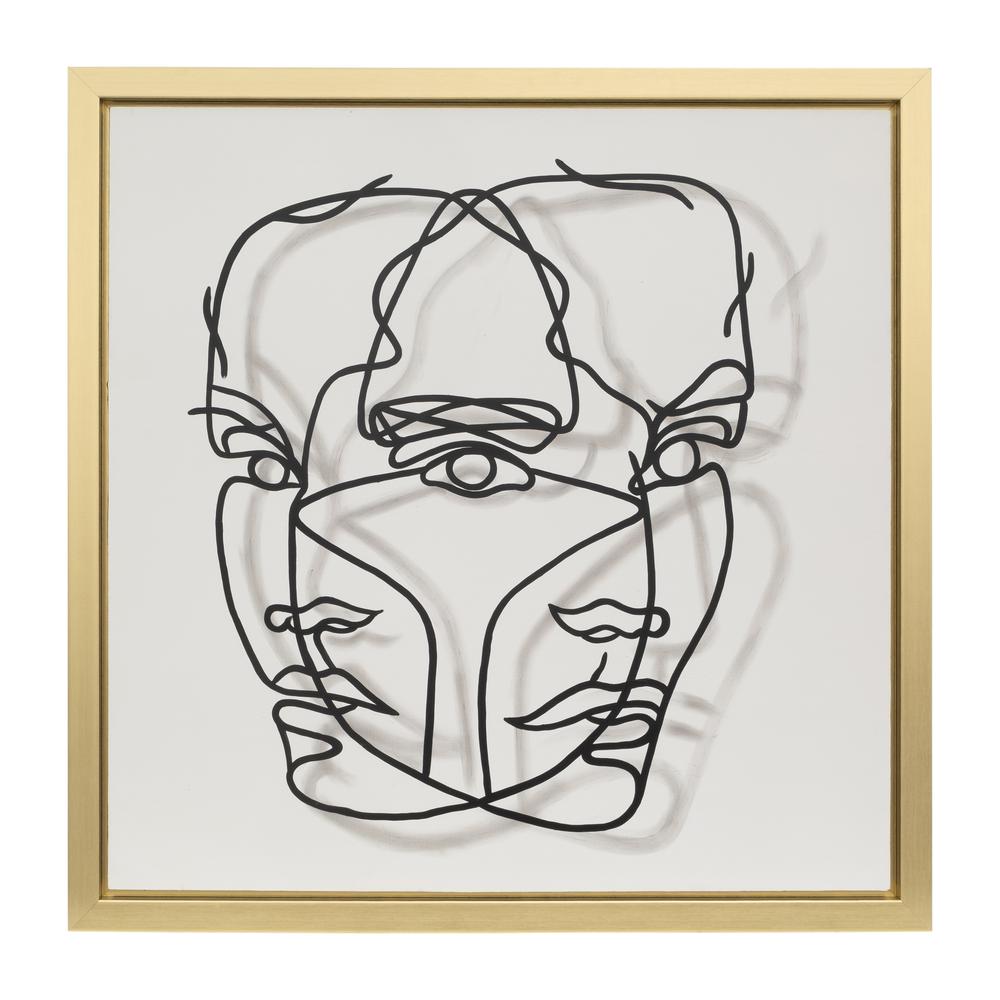 47x47,gld Frame Hand Painted Face Illusion,wht/blk. Picture 1