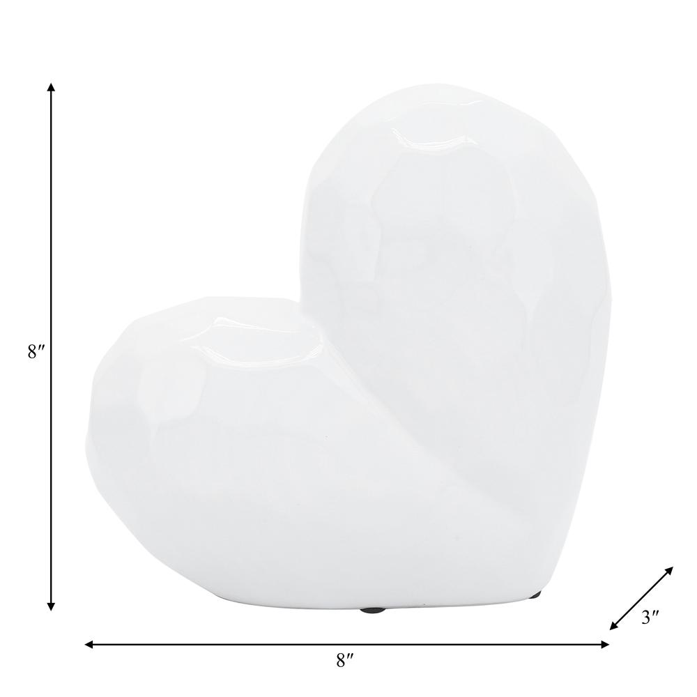 White Ceramic Heart, 8". Picture 8