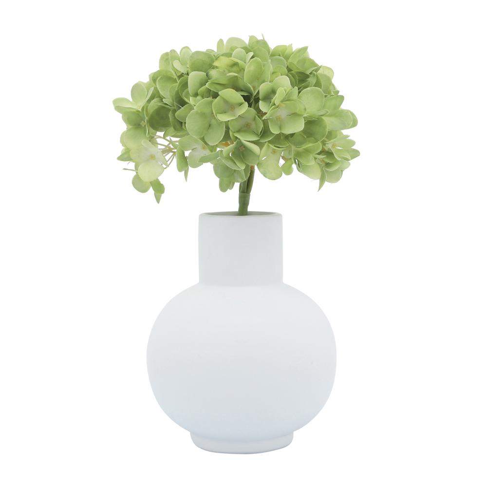 Cer, 8"h Bulbous Vase, White. Picture 3