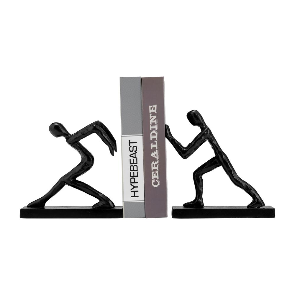 Metal,s/2 9"h, Push Hold Figures Bookends,black. Picture 2