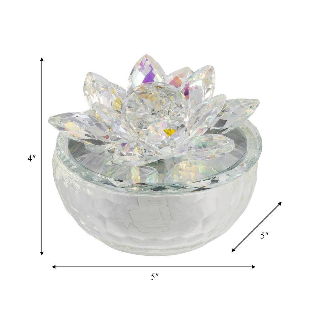 Crystal Lotus 5" Trinket Jar,rainbow. Picture 6