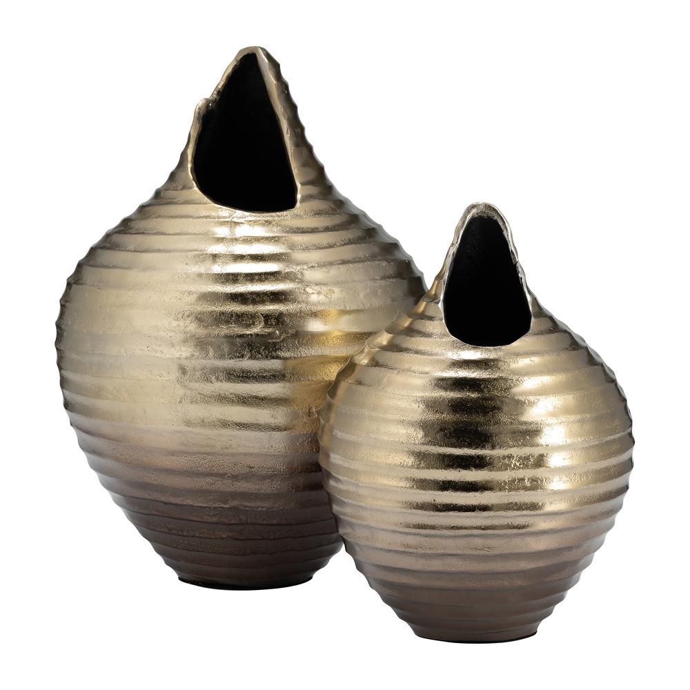 Metal,16",shell Like Vase,gold. Picture 10