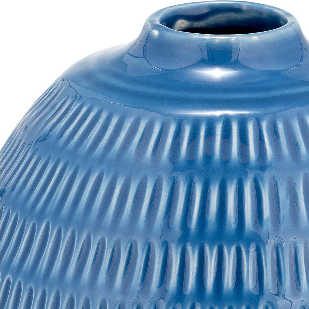 Cer,6",stripe Oval Vase,coastal Blue. Picture 4