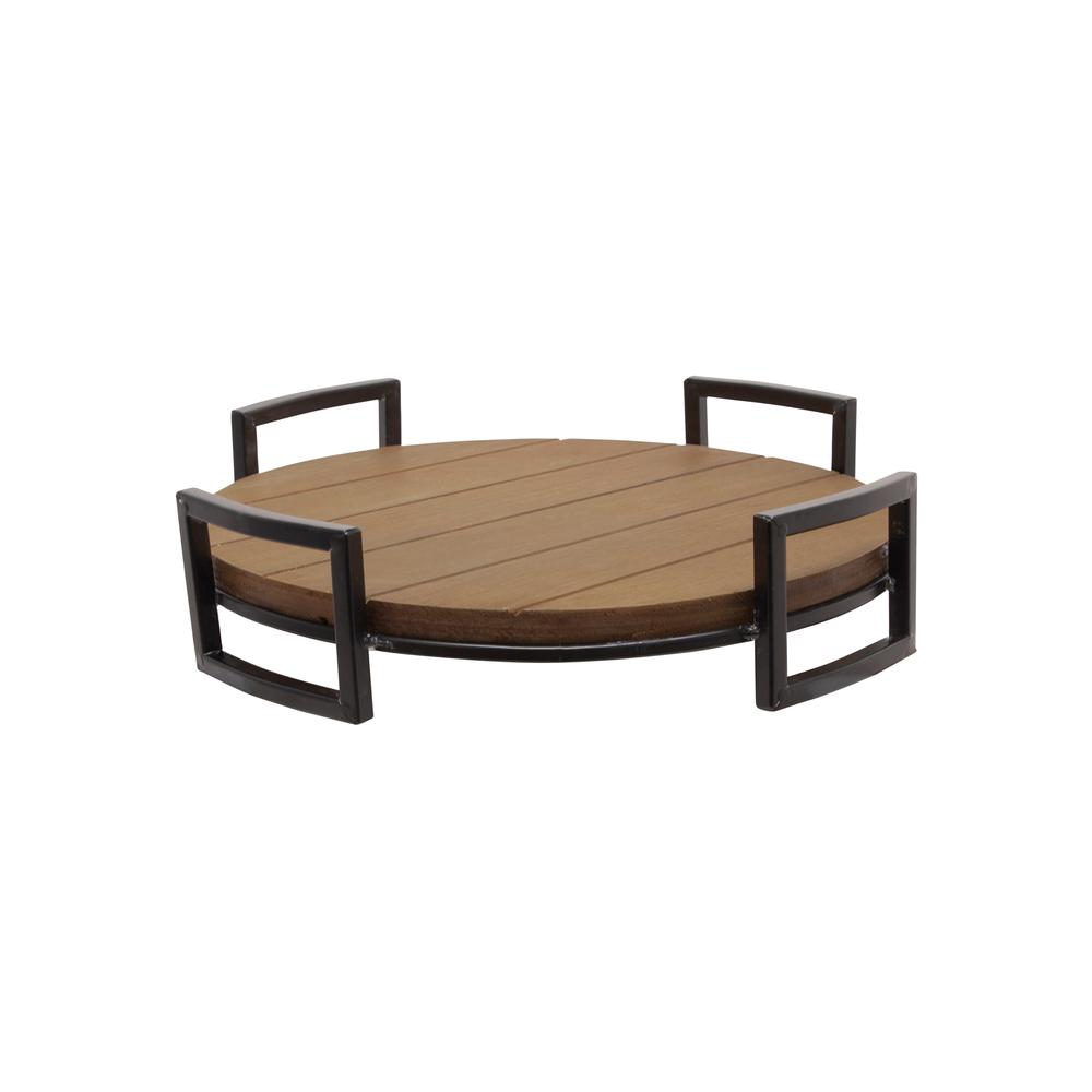 S/2 Round Wood Trays, Brown. Picture 6