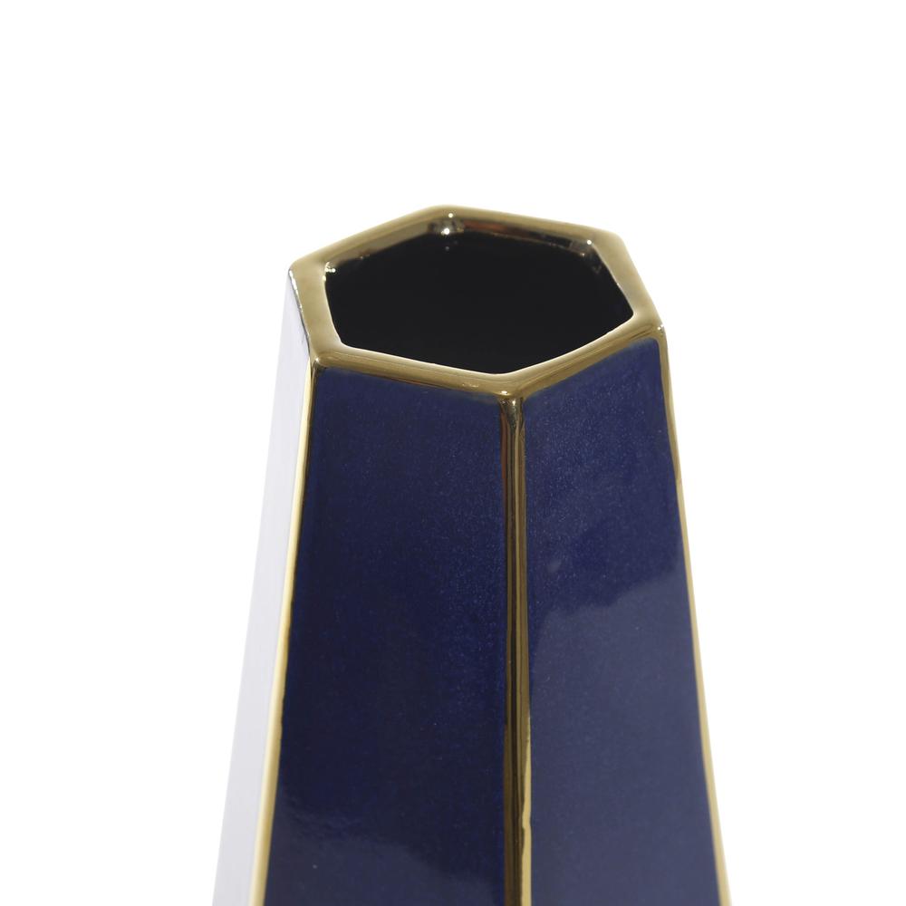 Ec, Blue/gold Faceted Vase 11". Picture 3