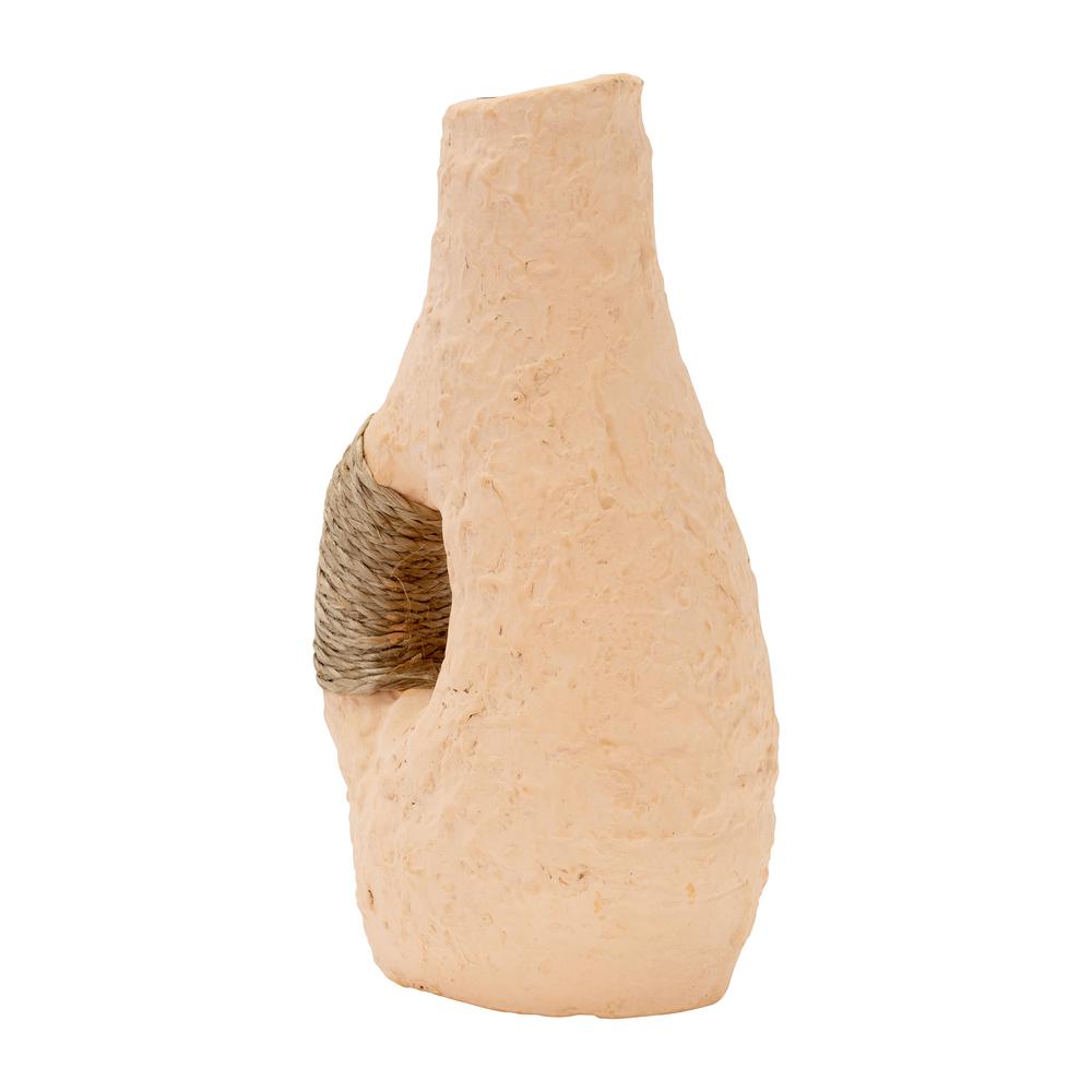 Terracotta 11"h, Single Handle W/twine Vase. Picture 2