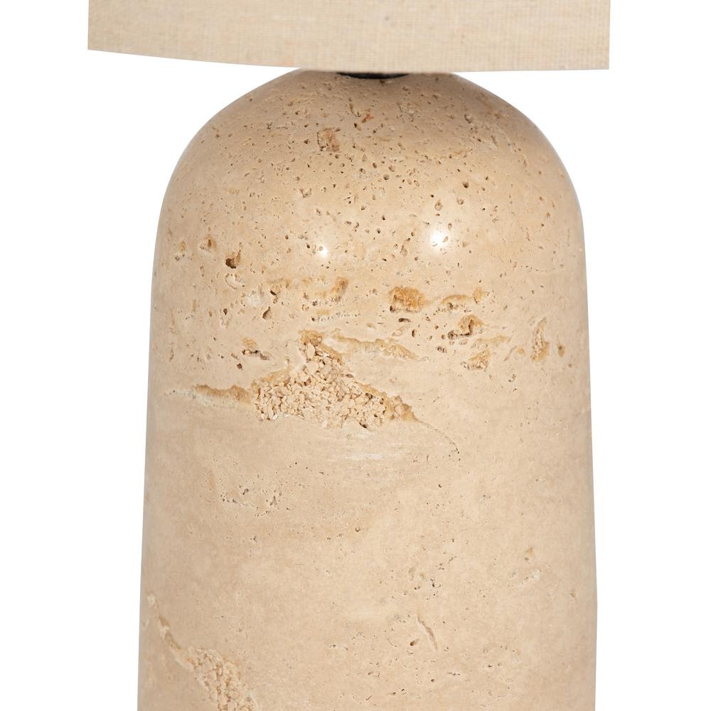 Travertine, 25" Cylinder Table Lamp, Natural. Picture 4