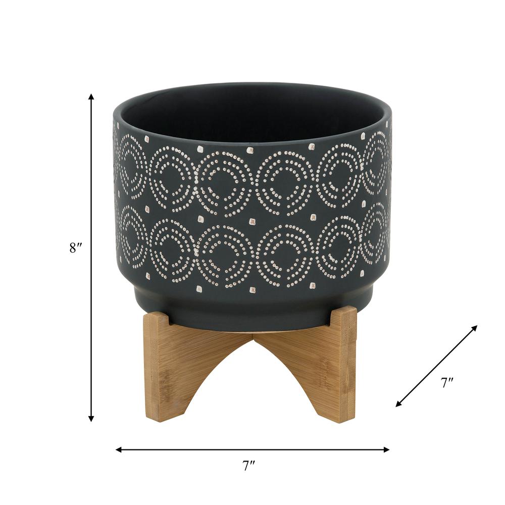 7" Swirl Planter On Stand, Black. Picture 8