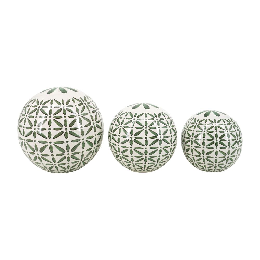 Cer, S/3 Abstract Orbs, 4/5/6" Dark Sage Green. Picture 1