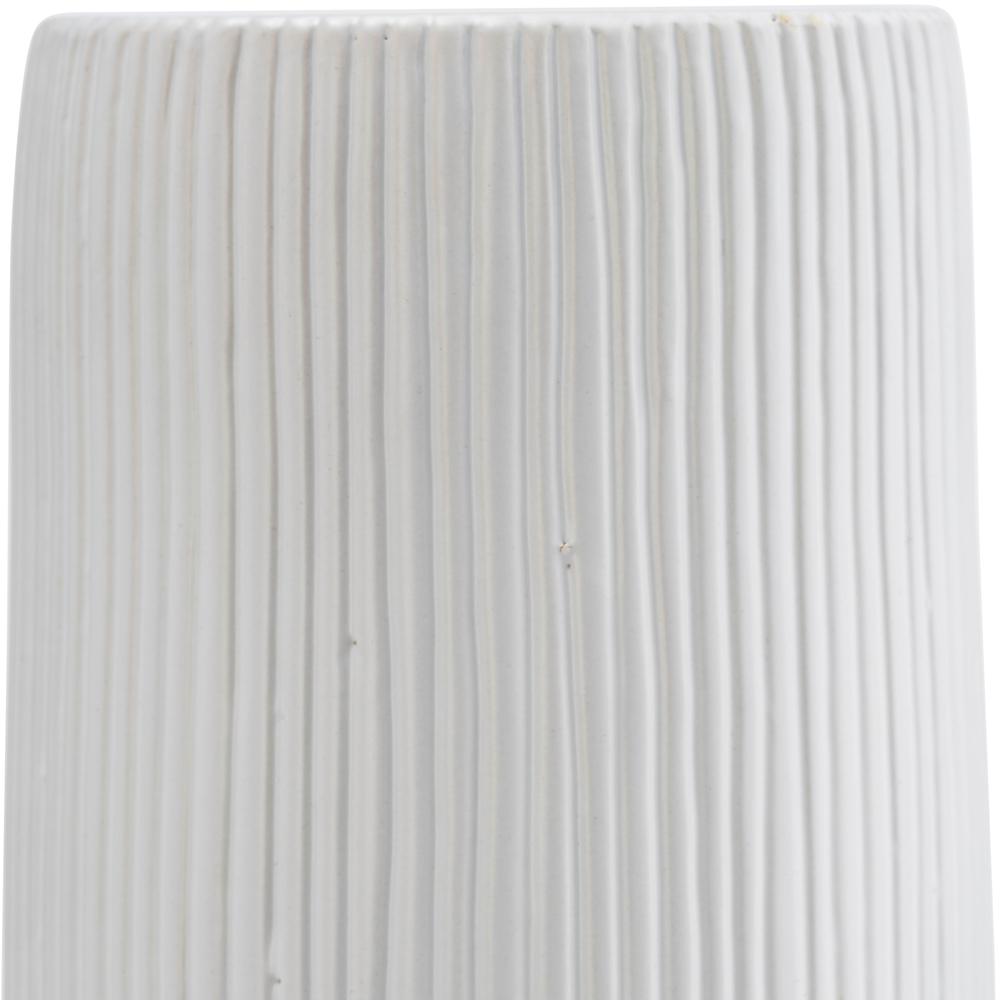 Cer, 18"h Lined Cylinder Vase, White. Picture 6