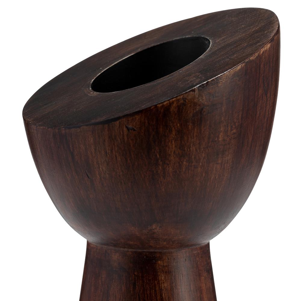 Wood, 11"h Slanted Candle Holder, Brown. Picture 4