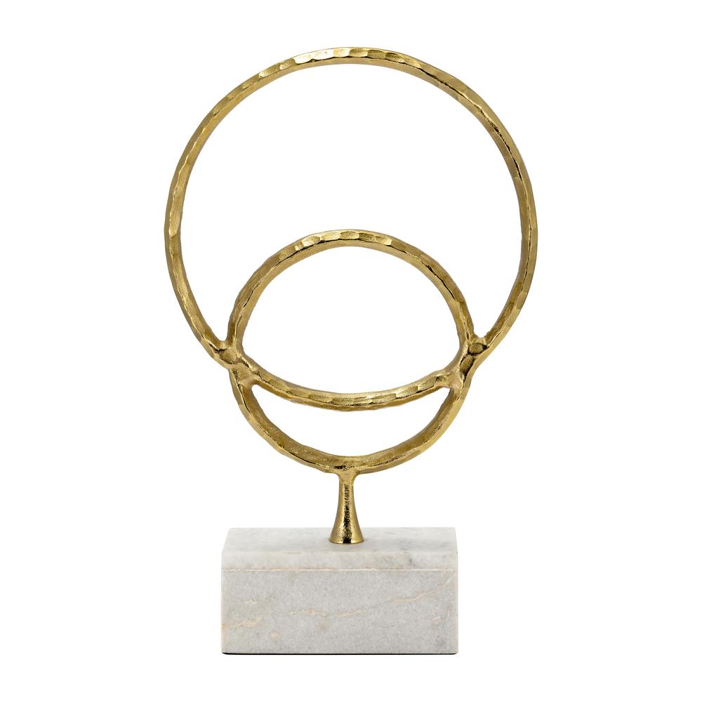 Metal/marble, 21"h Double Ring Accent, Gold. Picture 1