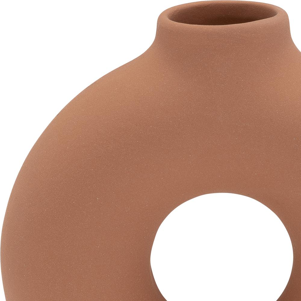 Cer,7",donut Footed Vase,terracotta. Picture 6