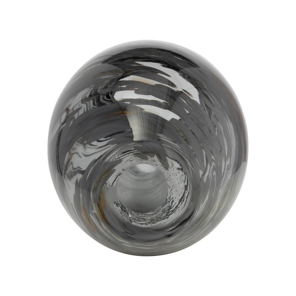 Glass, 13"h Swirl Vase, Black. Picture 7