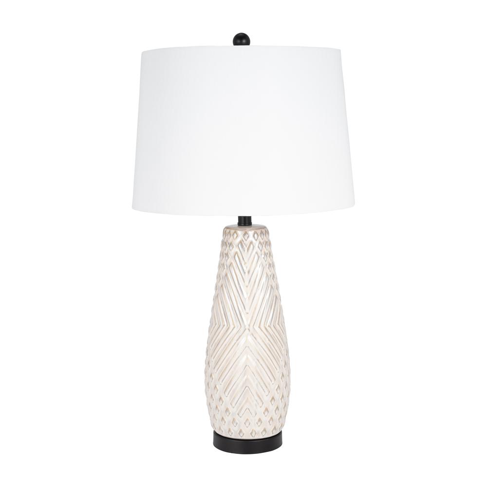 Ceramic 30" Textured Table Lamp, Ivory. Picture 2
