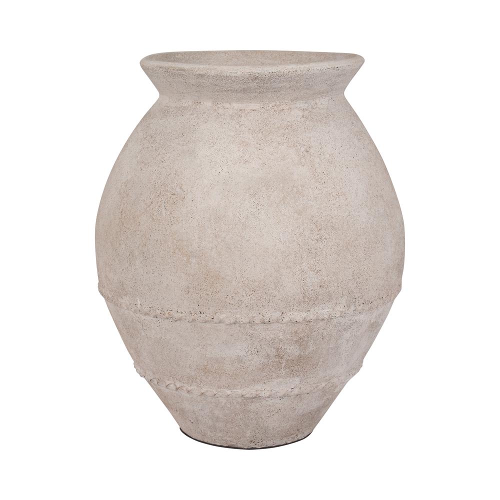 Terracotta, 20" Traditional Jug Vase, Ivory. Picture 1