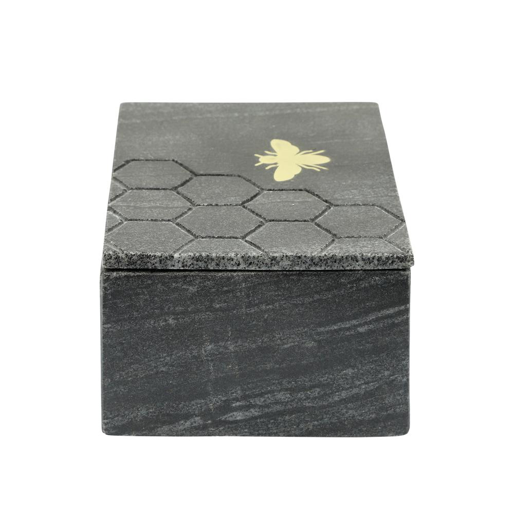 Marble 7x5 Marble Box W/ Bee Accent, Black. Picture 3