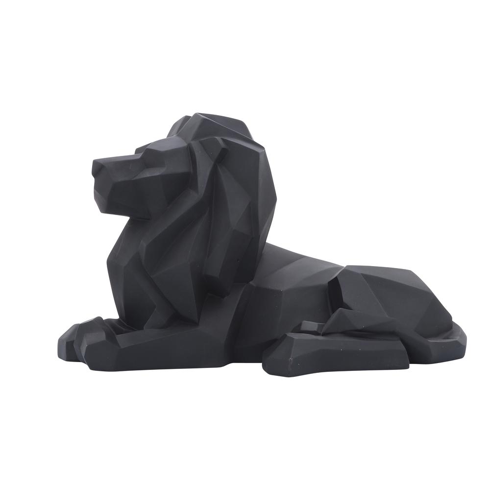 Resin 13" Laying Lion, Black. Picture 2