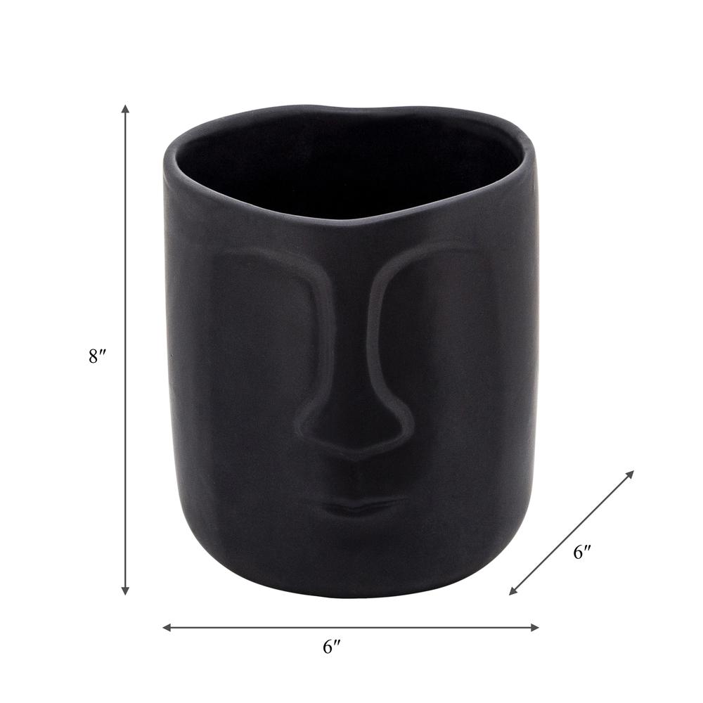 6" Face Vase, Black. Picture 3