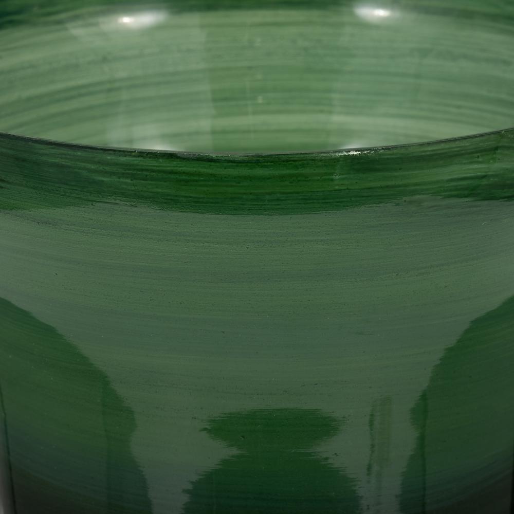Glass, 19" 5th Ave Vase On Stand, Green/gold. Picture 4