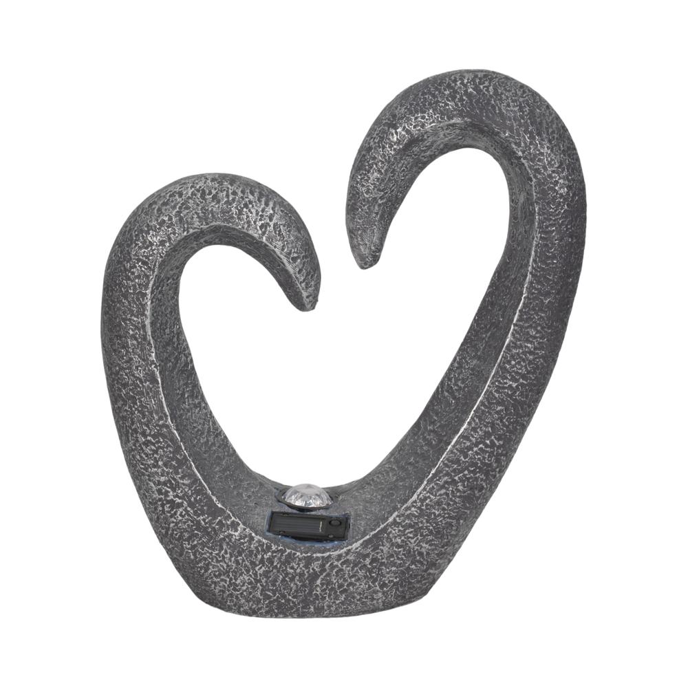 19" Heart Statue With Solar, Dark Grey. Picture 5