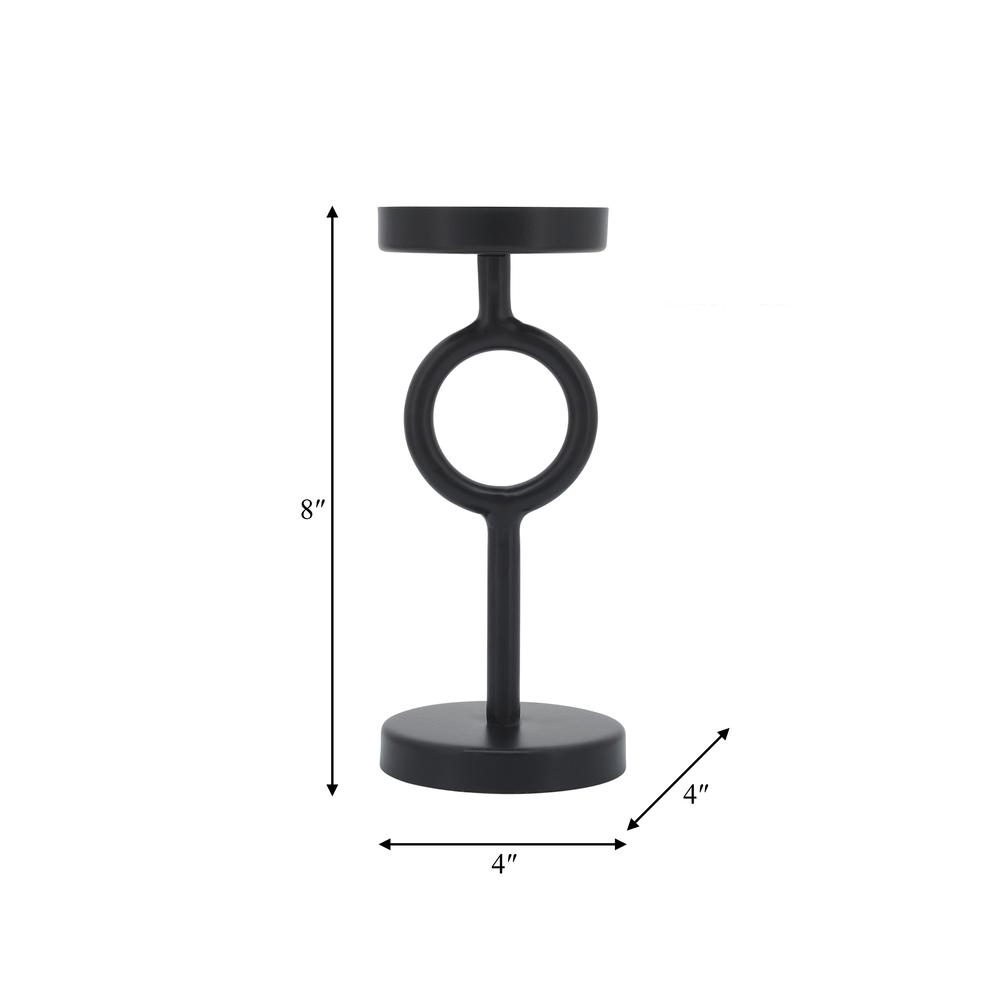 Metal, 8"h Ring Candle Holder, Black. Picture 7