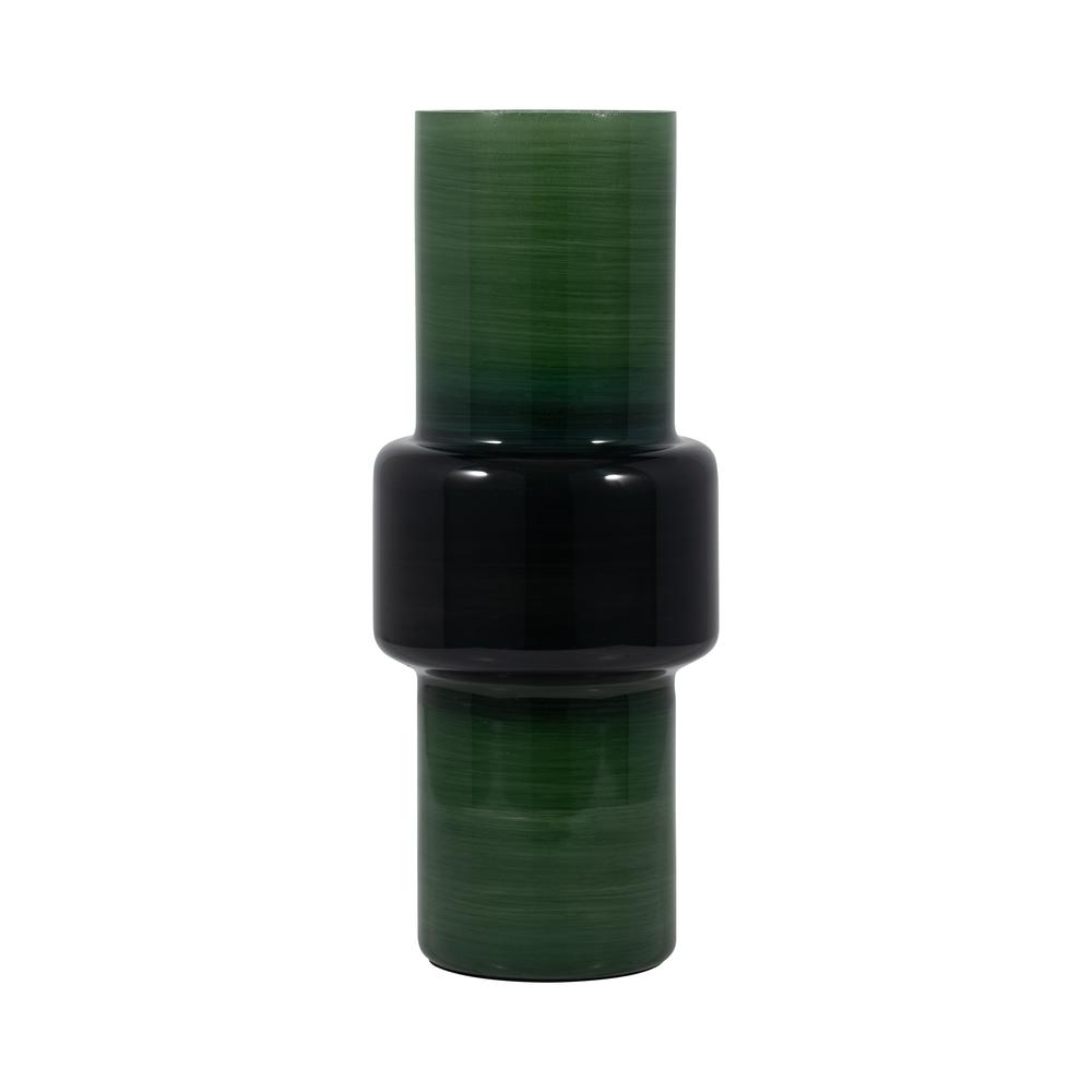 Glass, 15" Modern Cylinder Vase, Green. Picture 1