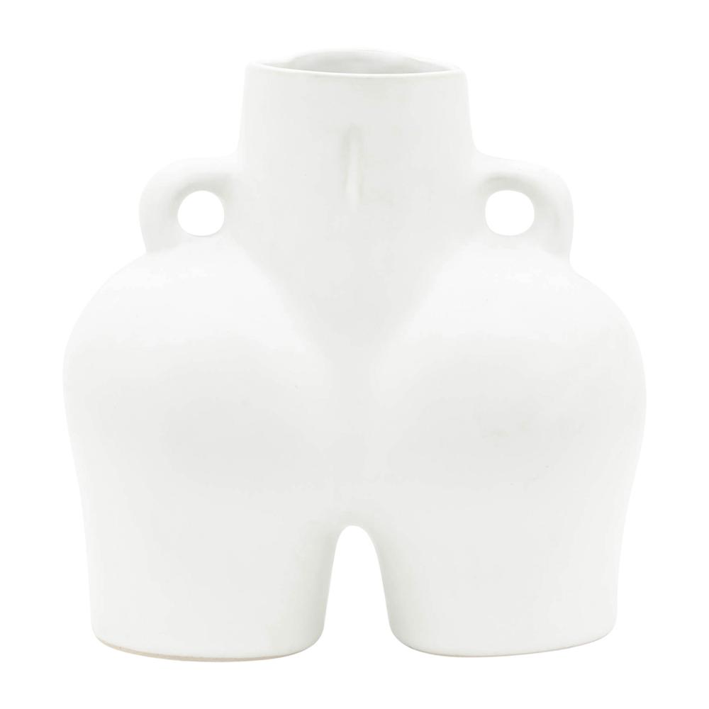 Cer, 7" Half Body Vase, White. Picture 4