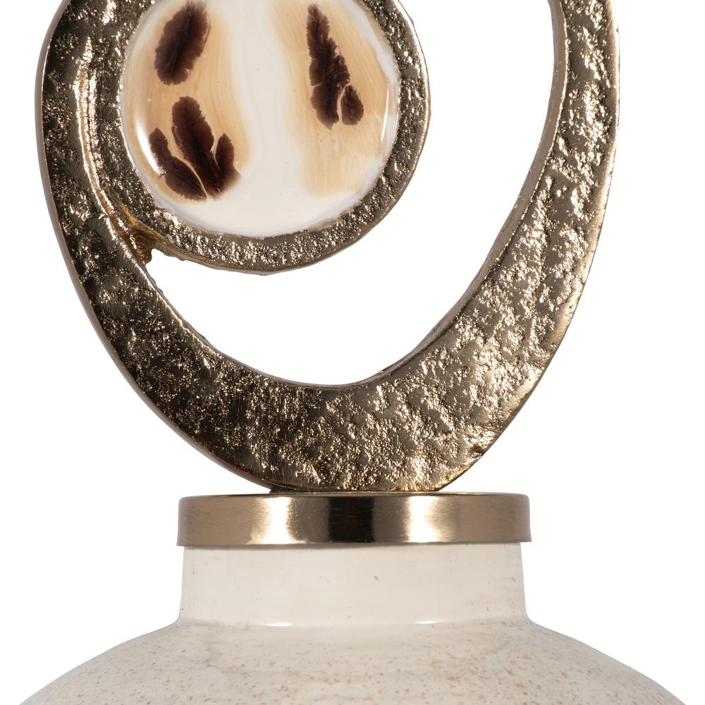 Glass, 27" Vase Metal Swirl Topper, 2-tone Bronze. Picture 5