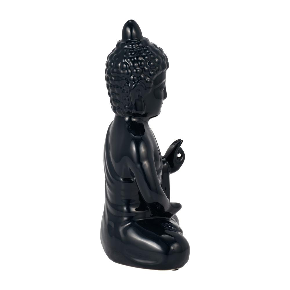 10?, Navy Blue Ceramic Seated Buddha. Picture 3
