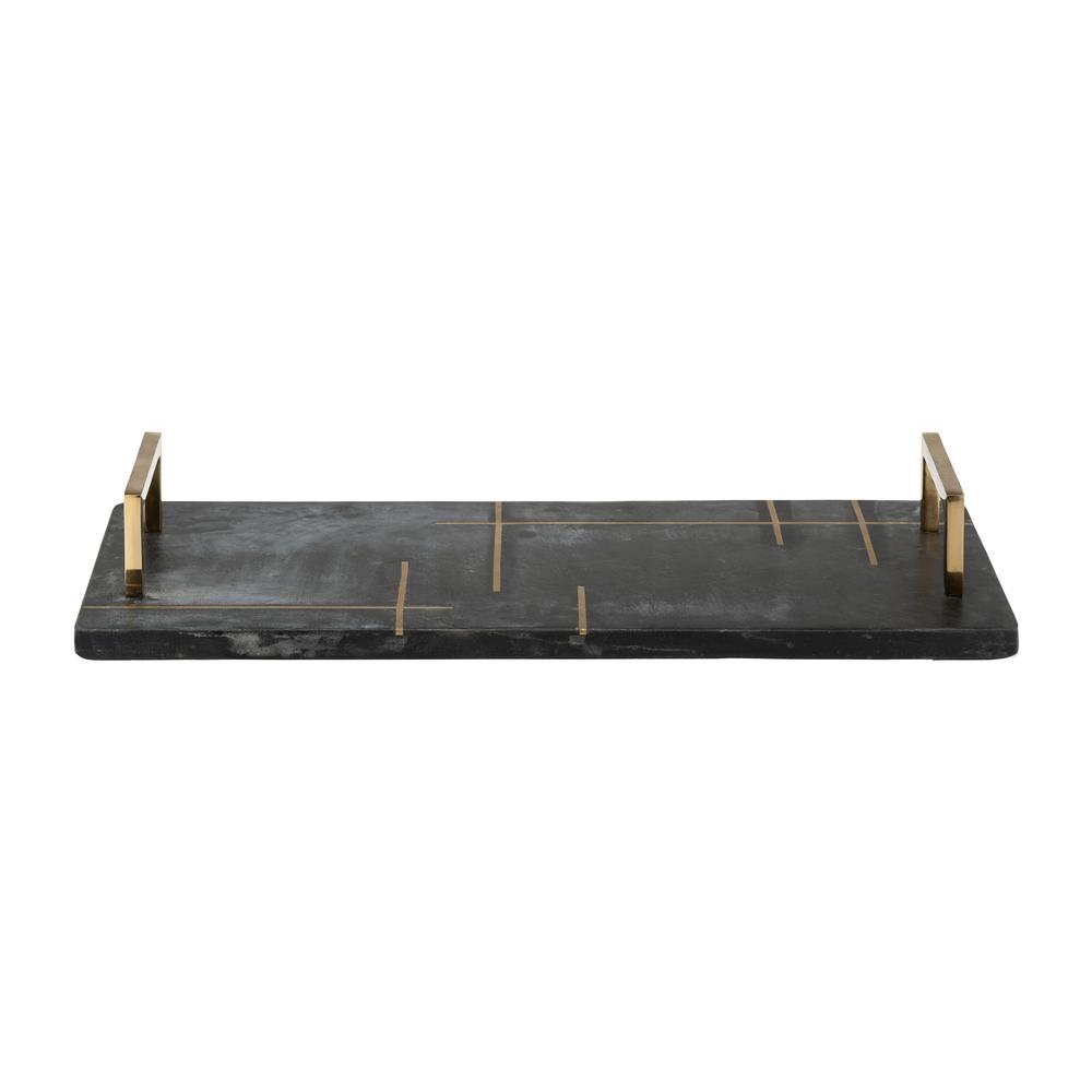 Marble,2"h,tray W/handles,black/gold. Picture 2