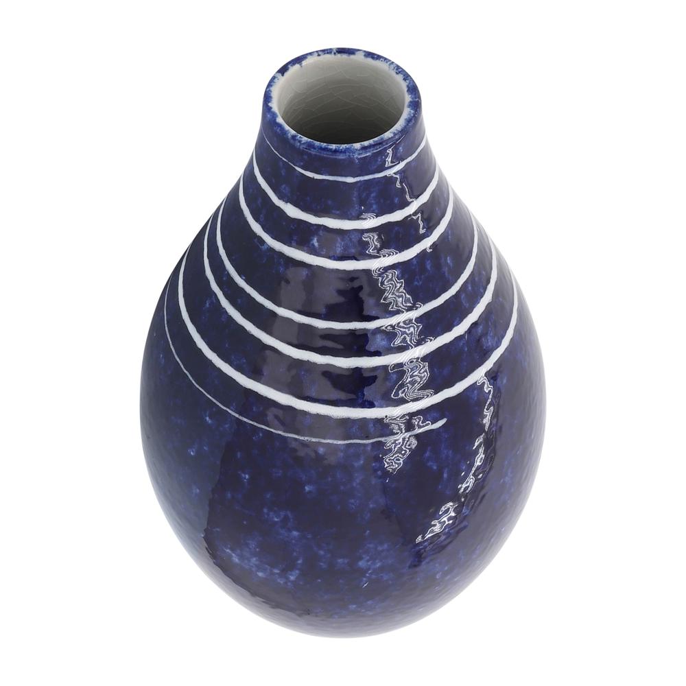 Cer, 10"h Primeval Vase, Blue. Picture 6