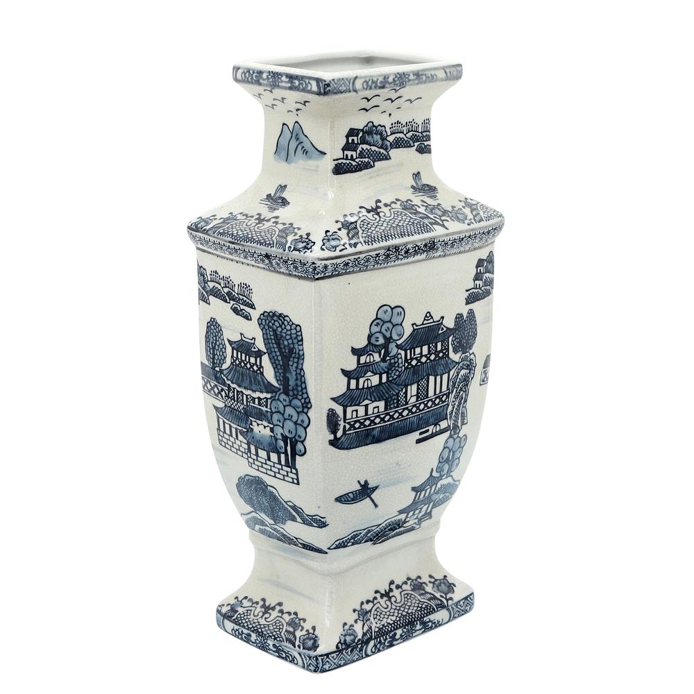Cer, 15"h Chinoiserie Vase, Blue. Picture 2