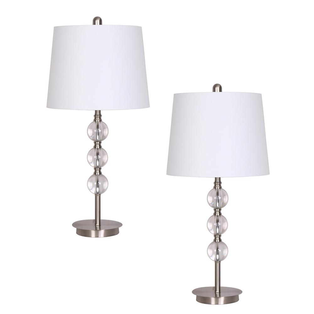 S/2, Crystal 27" Table Lamps, Silver. Picture 1