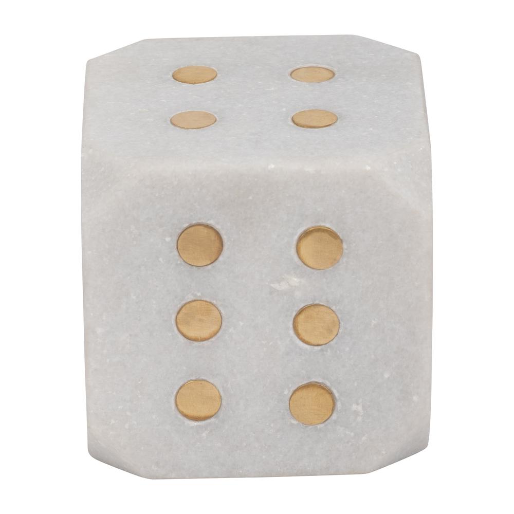 Marble, 4" Dice, White. Picture 1