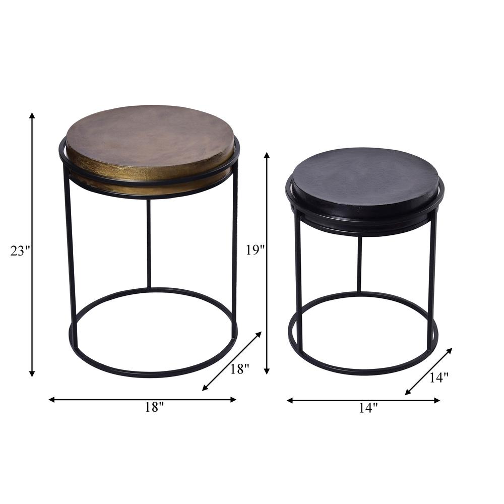 Metal, S/2 16x18"/19x23" Nested Round Side Tables,. Picture 2
