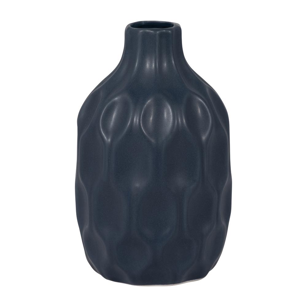 Cer, 8" Honeycomb Dimpled Vase, Navy. Picture 2