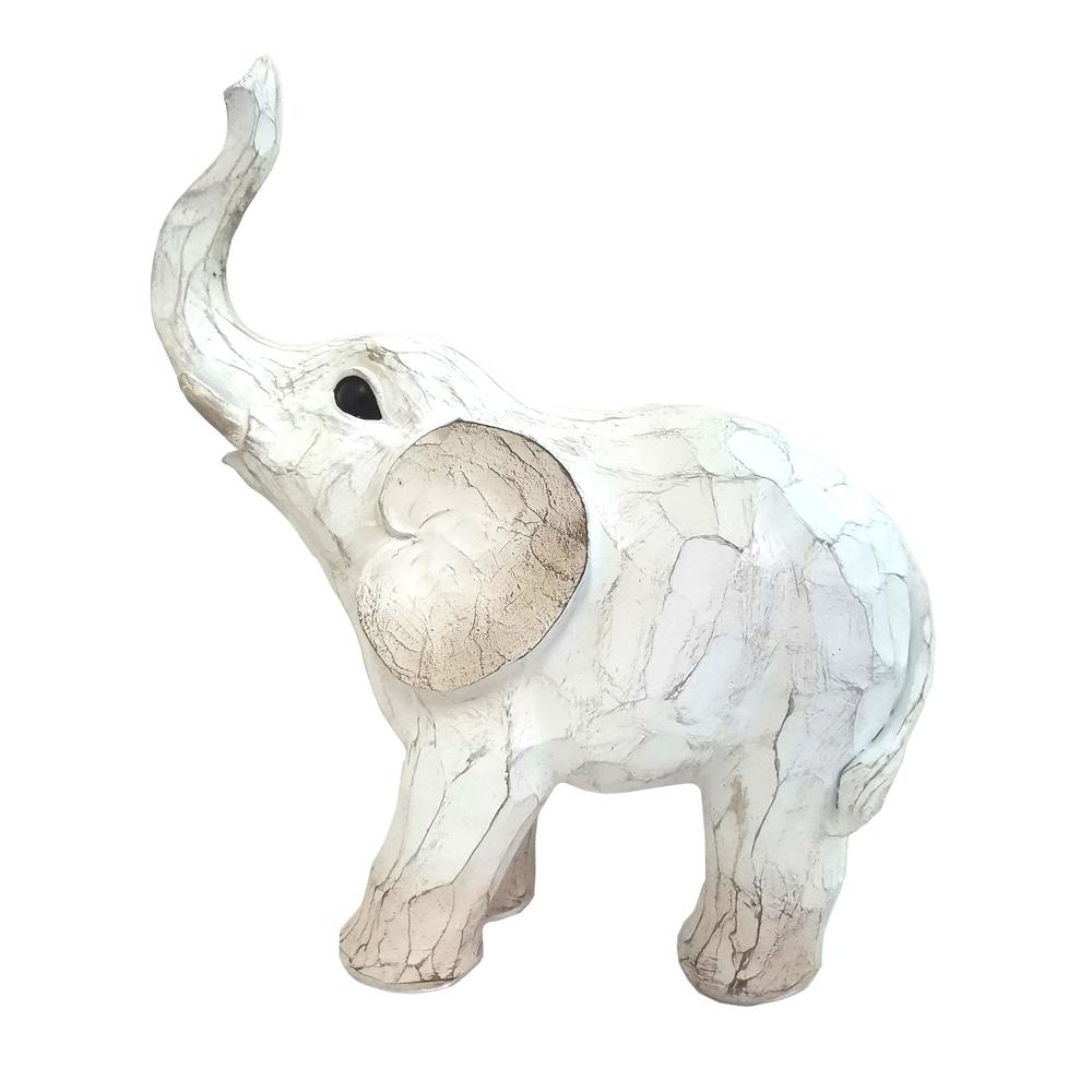 8" Elephant Figurine , White. Picture 3