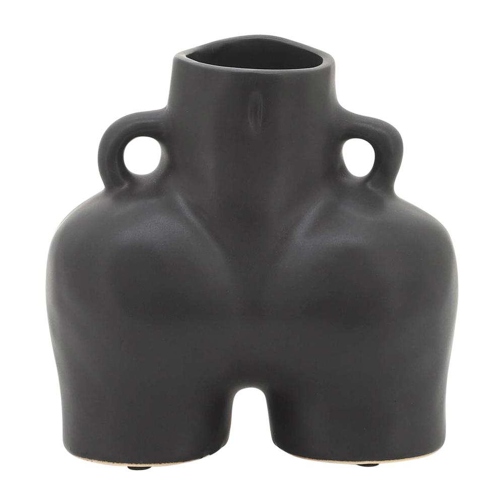 Cer, 6" Half Body Vase, Black. Picture 4
