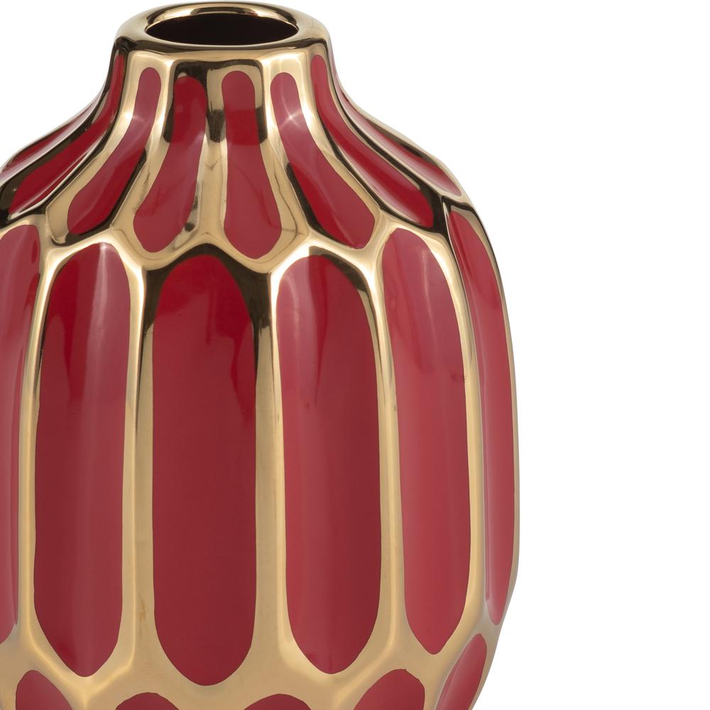 Ceramic Vase, 5"h, S/2, Navy/red. Picture 4
